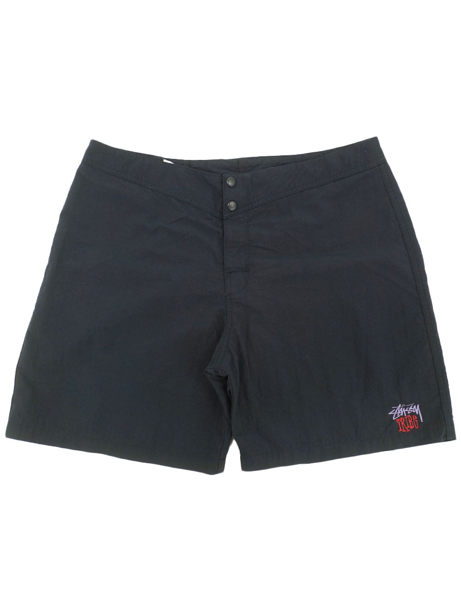 90'S STUSSY ''STUSSY TRIBE'' SWIM SHORTS BLACK (SIZE.36) MADE IN USA