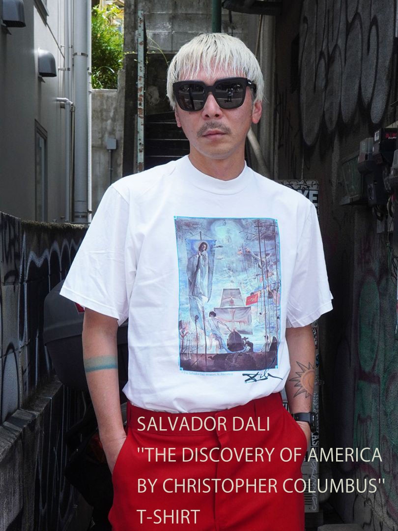 90's JERZEES SALVADOR DALI ''THE DISCOVERY OF AMERICA BY CHRISTOPHER COLUMBUS'' アートTシャツ 白 表記(L) NOS