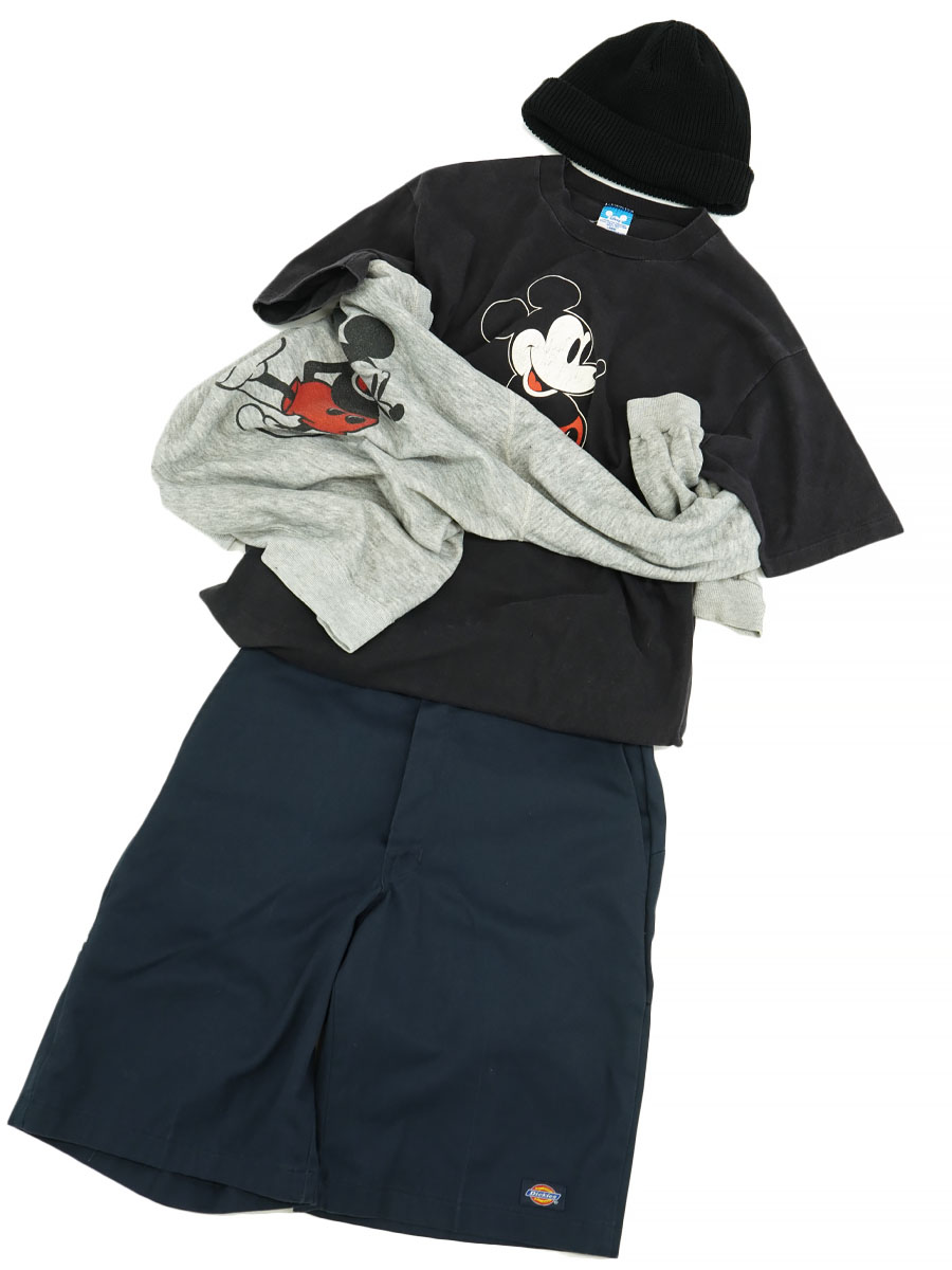 80'S DISNEY MICKEY MOUSE T SHIRT BLK (SIZE. LARGE) MADE IN USA