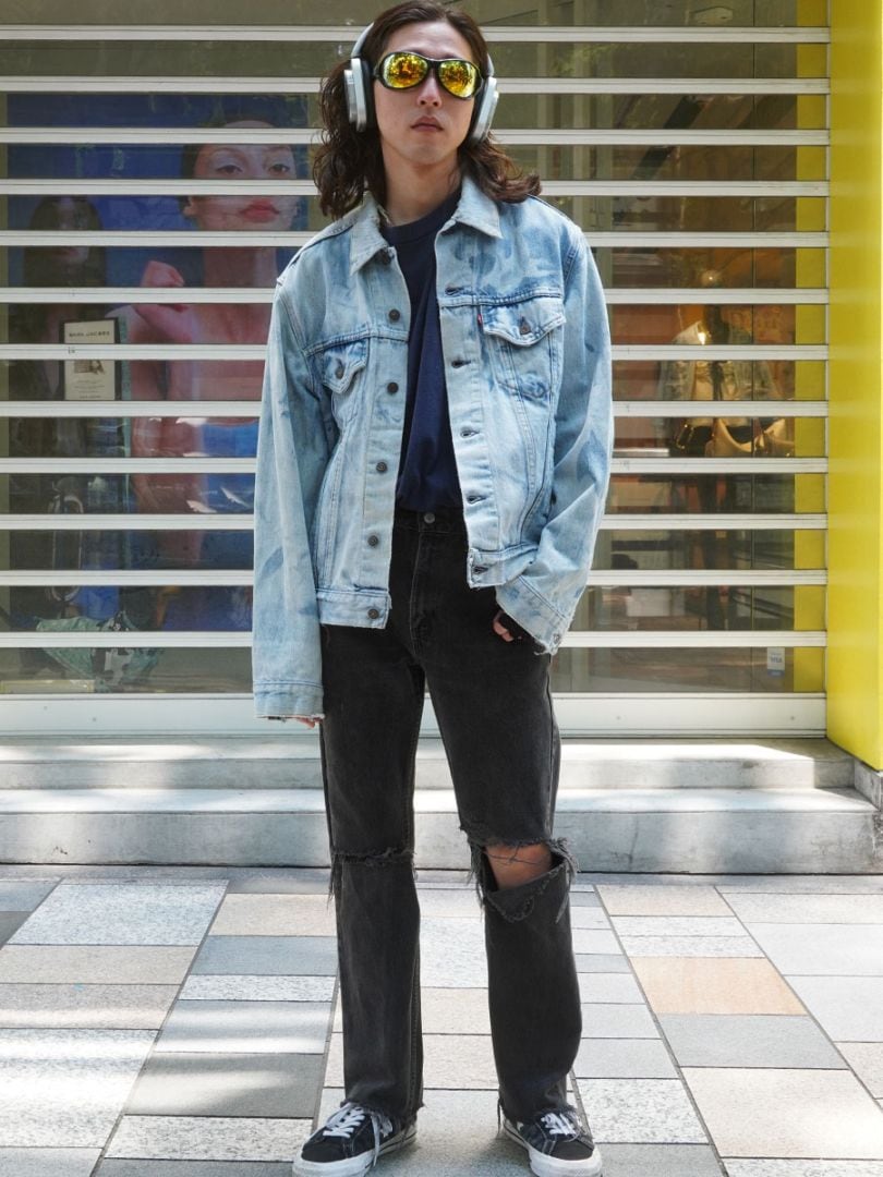 90'S～ LEVI'S 505 BLACK JEANS CRASH (SIZE. W30 L32)