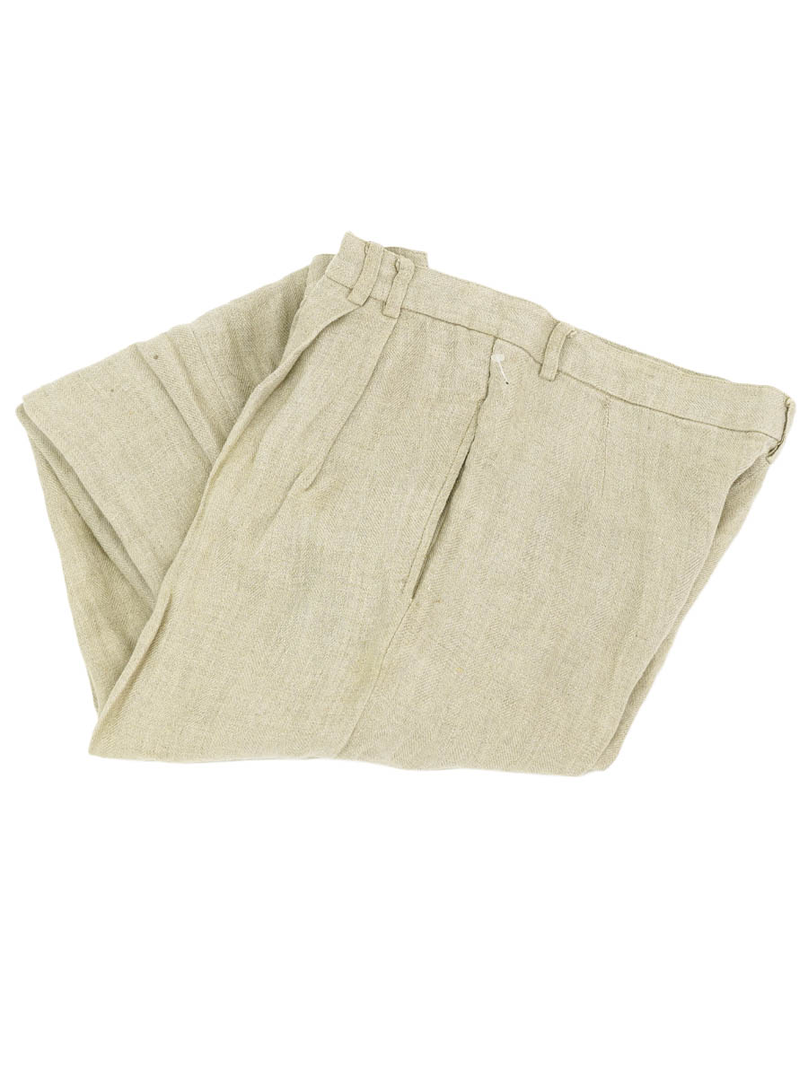 80'S～ 2 TUCK LINEN SLACKS (APPROX.W31 L28)