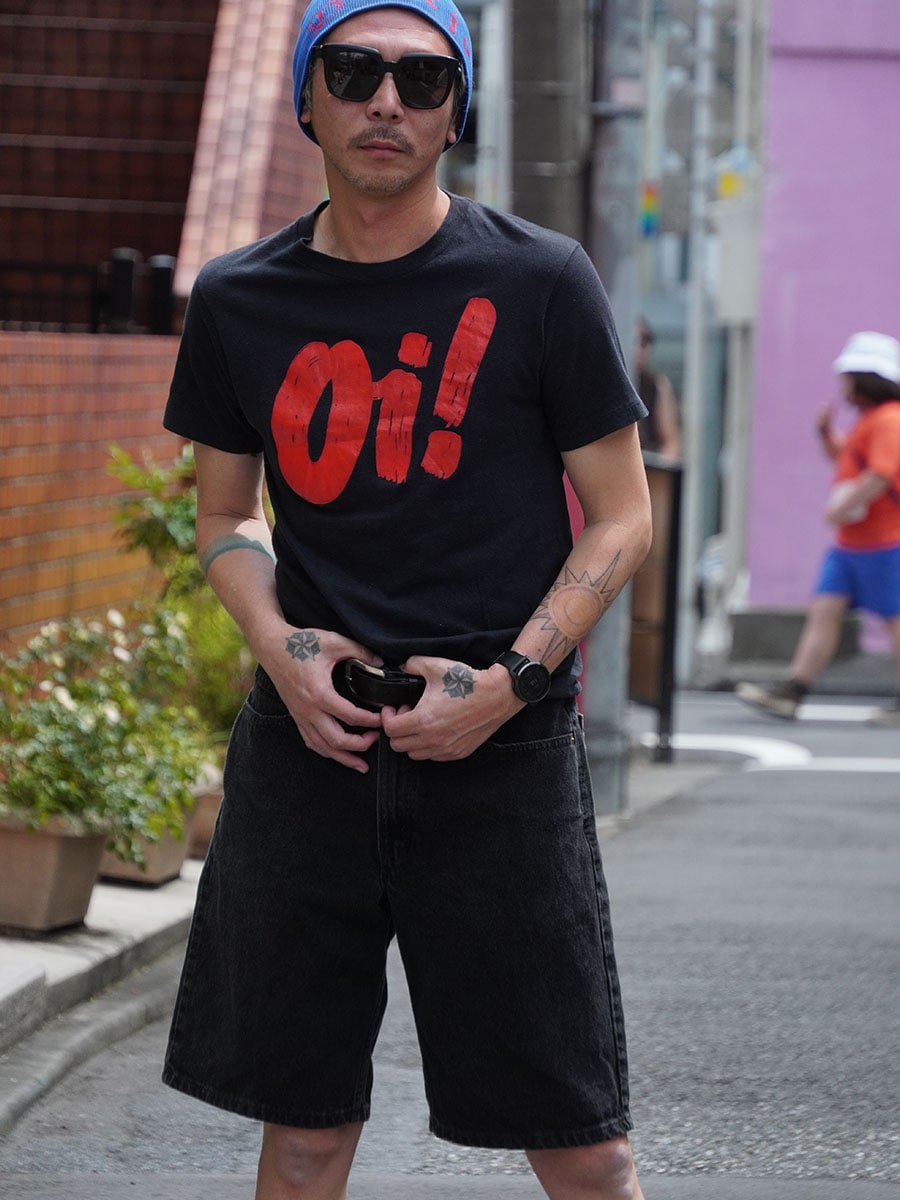 70'S～ HANES ''OI!'' T SHIRT BLACK (SIZE.MEDIUM)