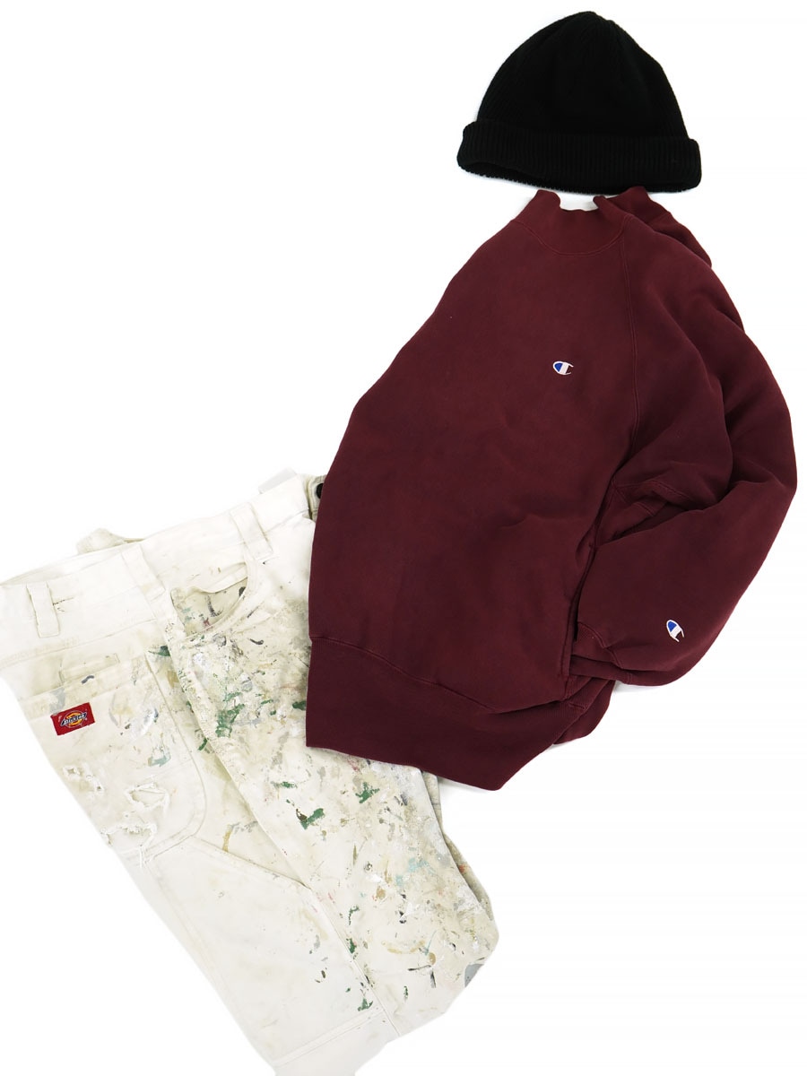 90'S CHMAPION REVERSE WEAVE MIDDLE NECK PLAIN MAROON (SIZE. MEDIUM) RARE PATTERN !