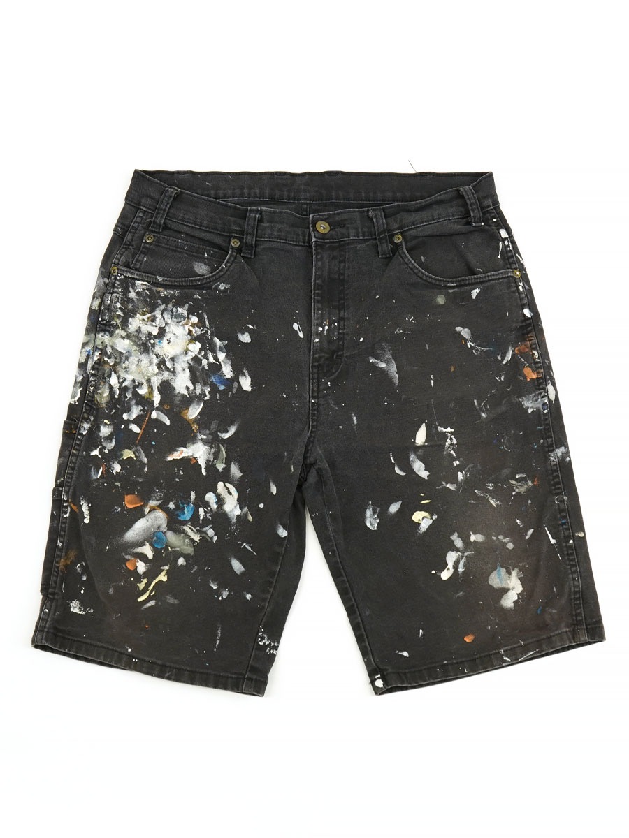 u*f様 Dickies ペインターパンツ W34相当 黒 ブラック フェード DICKIES ペインターショーツ ペンキ フェードブラック 表記(W34