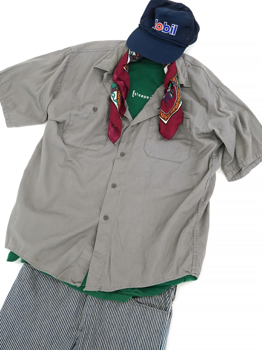 60'S～ MILLER S/S WORK SHIRT GREY (SIZE. LARGE)