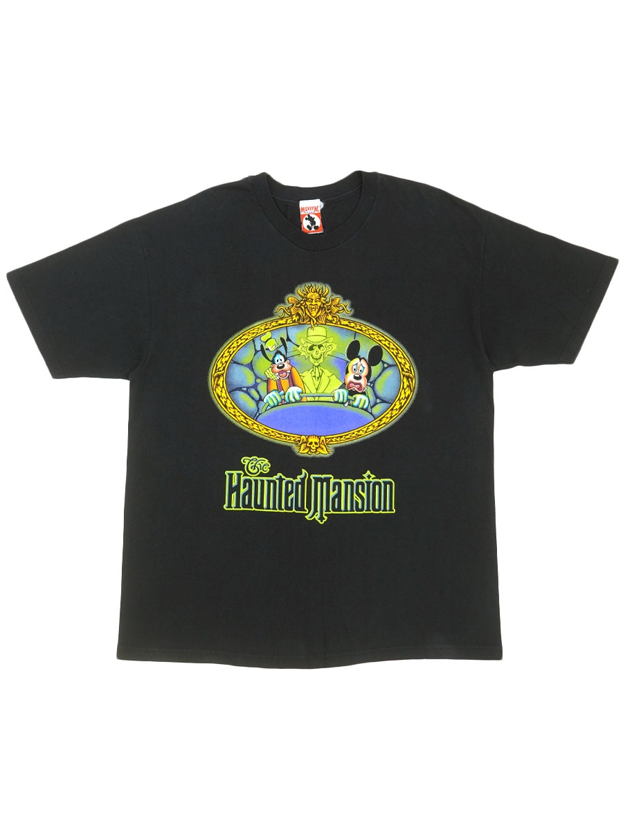 90's～ MICKEY INC. ''HAUNTED MANSION'' 両面プリント Tシャツ ブラック 表記(XL) USA製