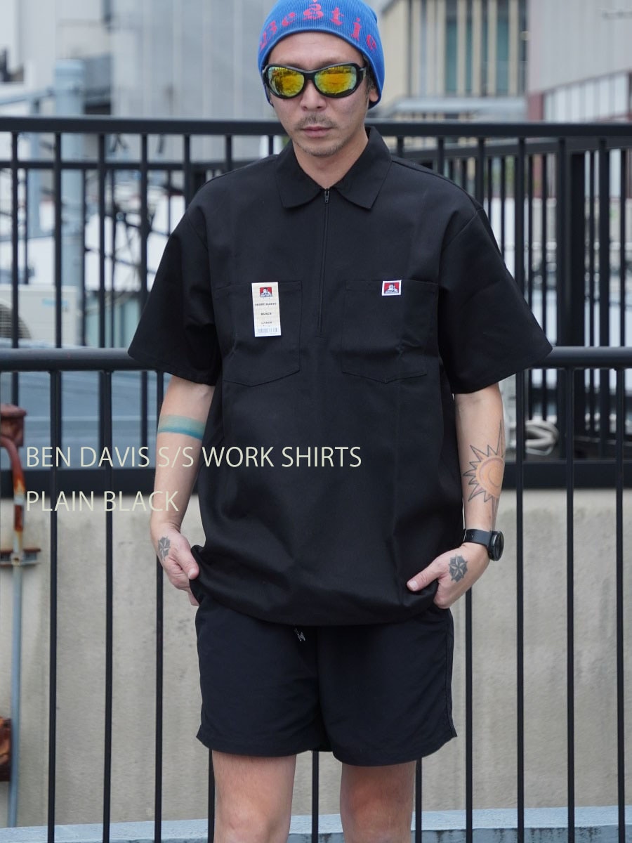 BEN DAVIS HALF ZIP S/S シャツ ブラック 表記(L) 未使用