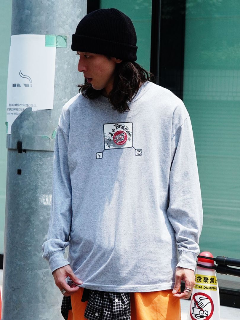 90's NHS ''SANTA CRUZ SNOWBOARDS'' ロングスリーブTシャツ グレー 表記(L) USA製