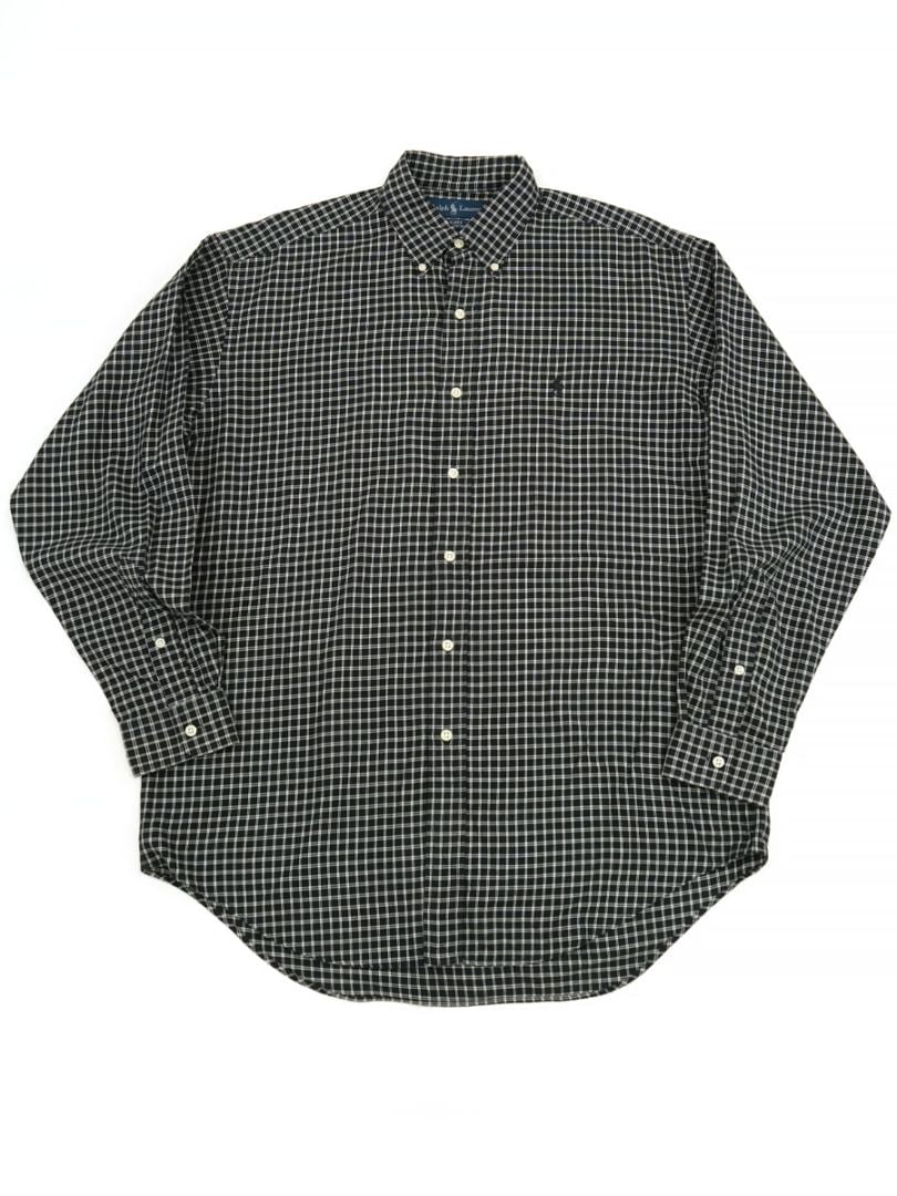 ラルフローレン BLAKE 100% COTTON L/S B.D.シャツ 表記(M) 黒×白