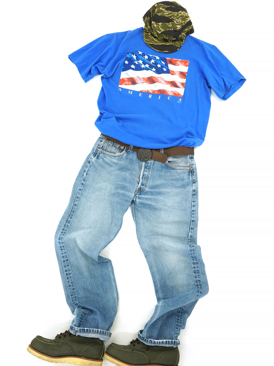 90's ONEITA ''AMERICAN FLAG'' Tシャツ 表記(XL) USA製