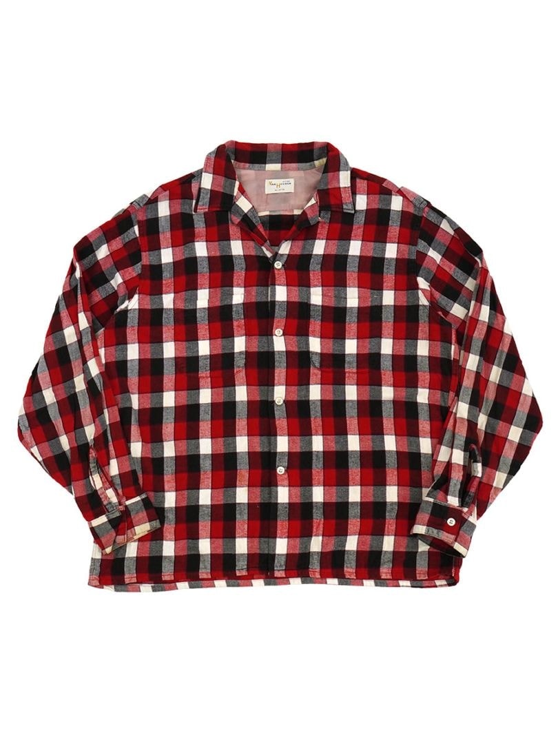 60's VAN HEUSEN 好配色チェック 100%コットン ループカラーシャツ 表記(L)