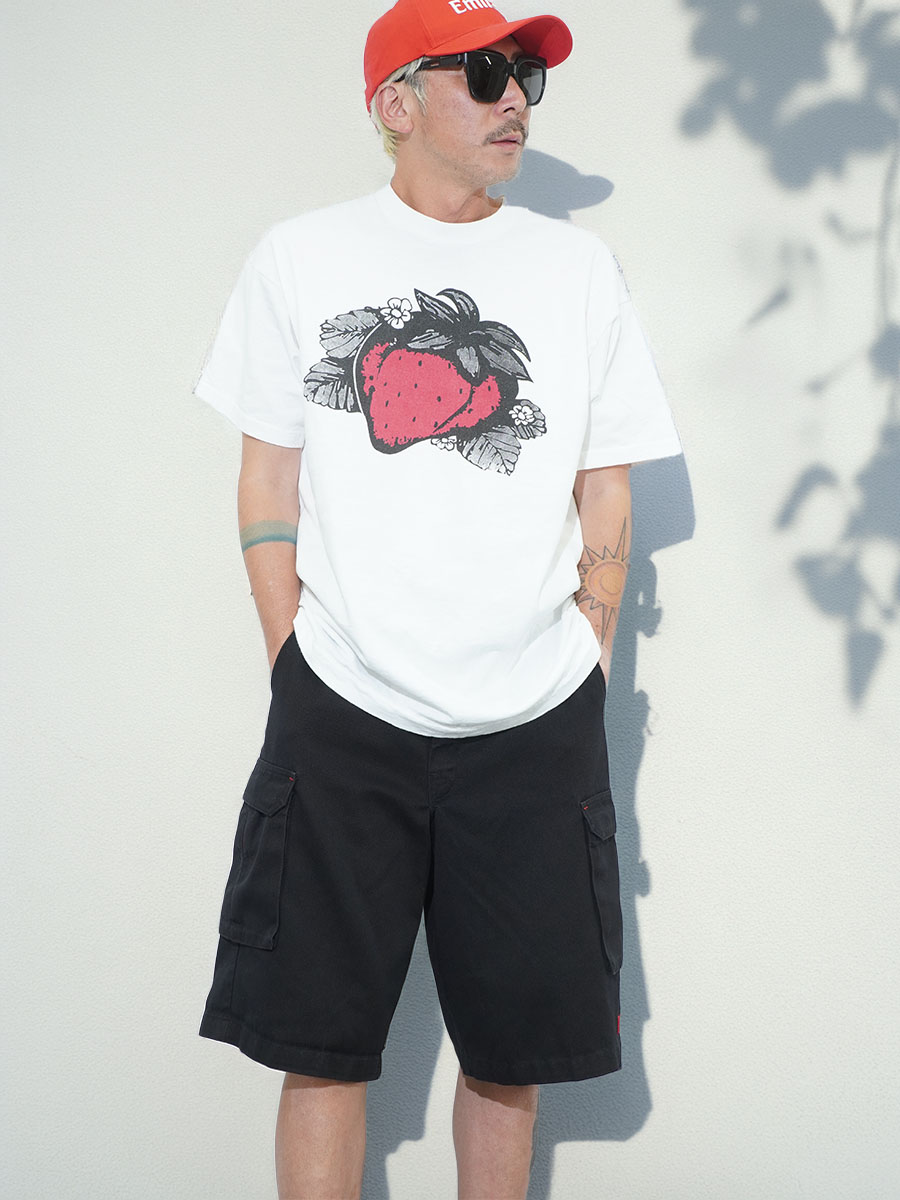 90's FRUIT OF THE LOOM ''ストロベリー'' アートプリントTシャツ ホワイト 表記(XL) USA製