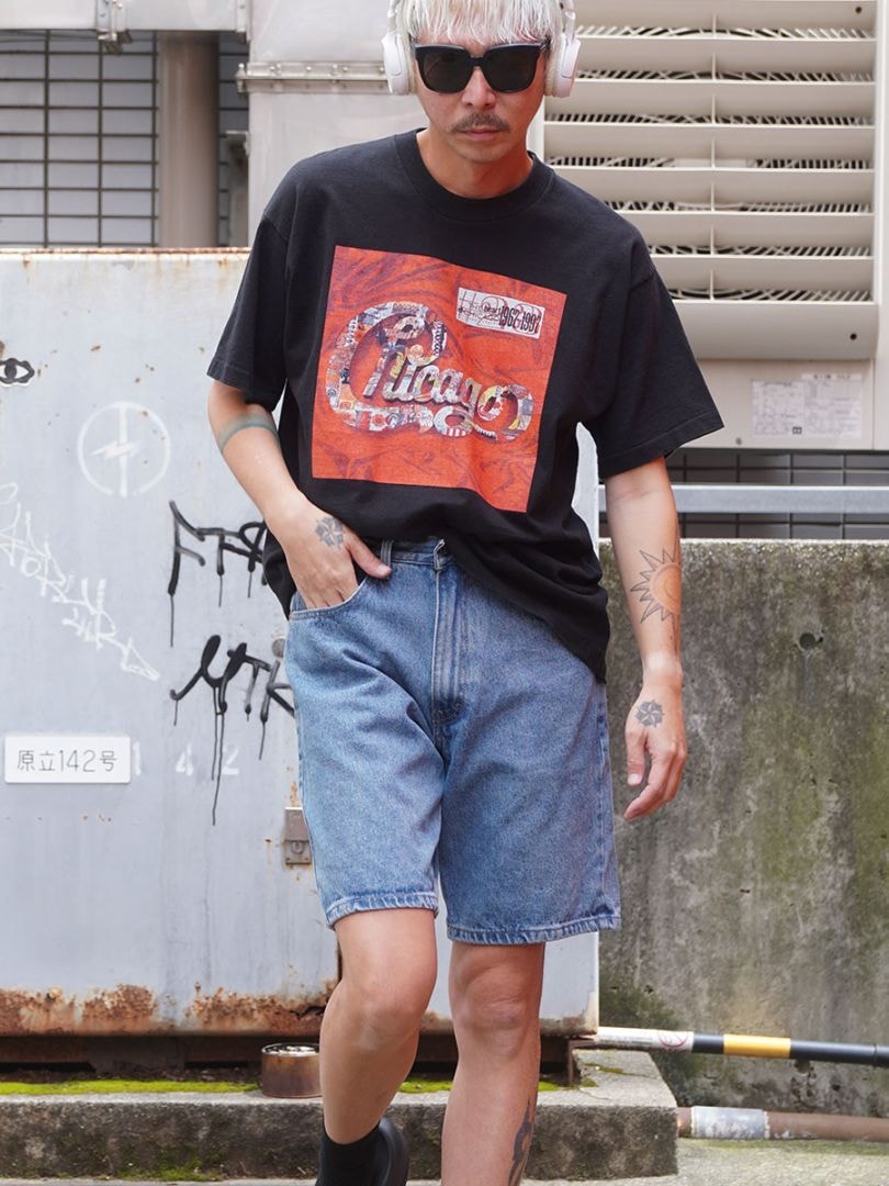 90's FRUIT OF THE LOOM Chicago ''TOUR 1997'' 両面プリント Tシャツ ブラック 実寸(XL位)