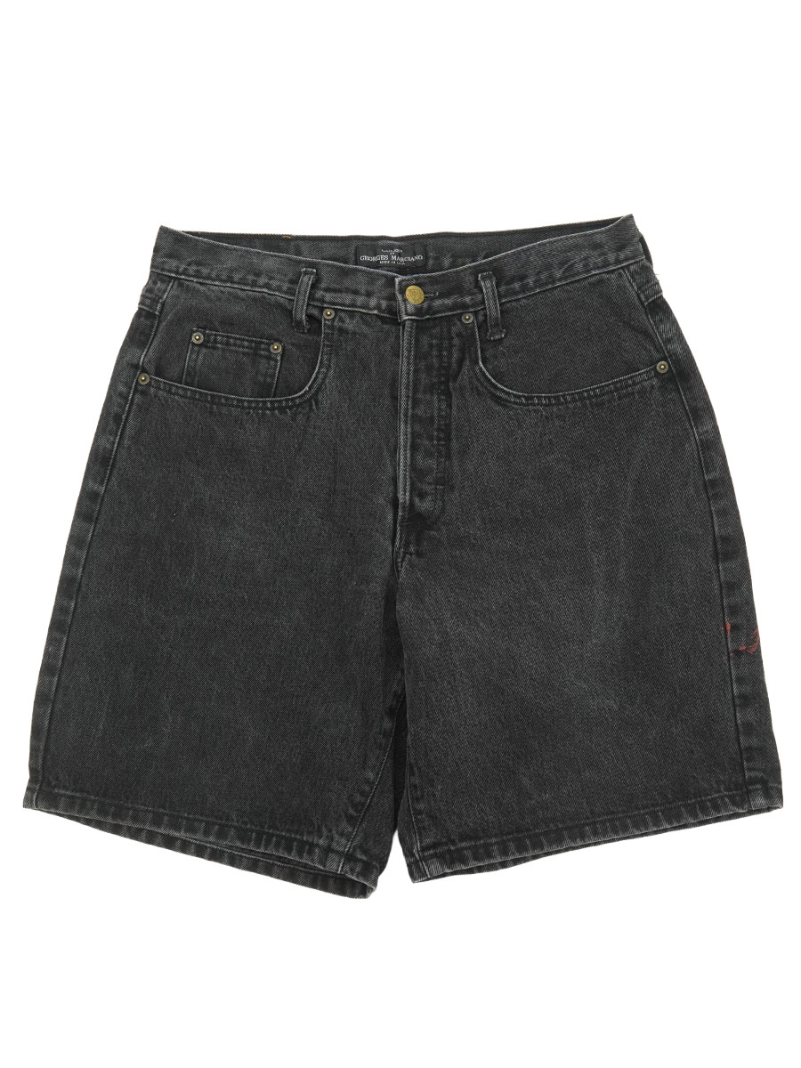 90's GUESS ブラックデニム ショーツ  実寸(W31位) USA製