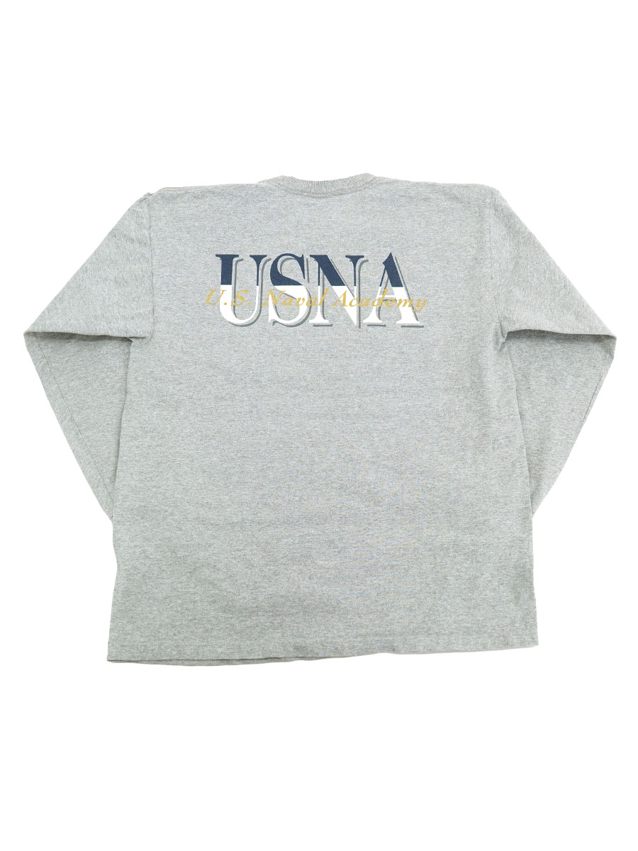90's JANSPORT ''USNA'' 両面プリント ロングスリーブTシャツ グレー 表記(L) USA製