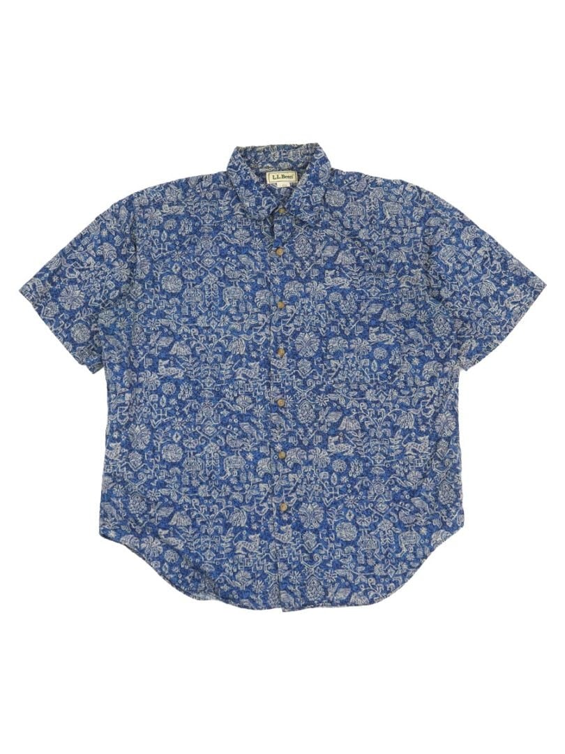 90's L.L.Bean 総柄 ショートスリーブシャツ 表記(L-REG.) USA製