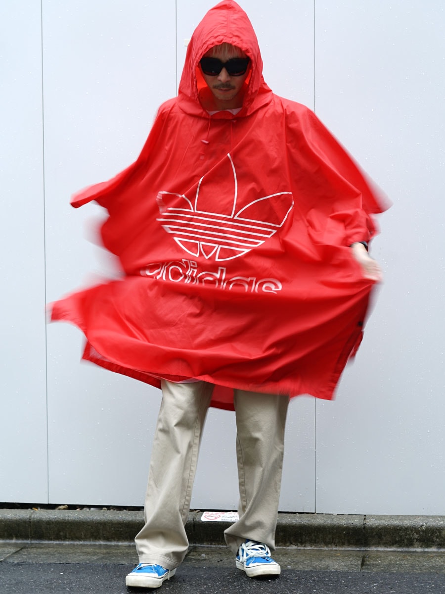 90's adidas トレフォイルロゴ ビッグプリント！ フード付き ナイロン