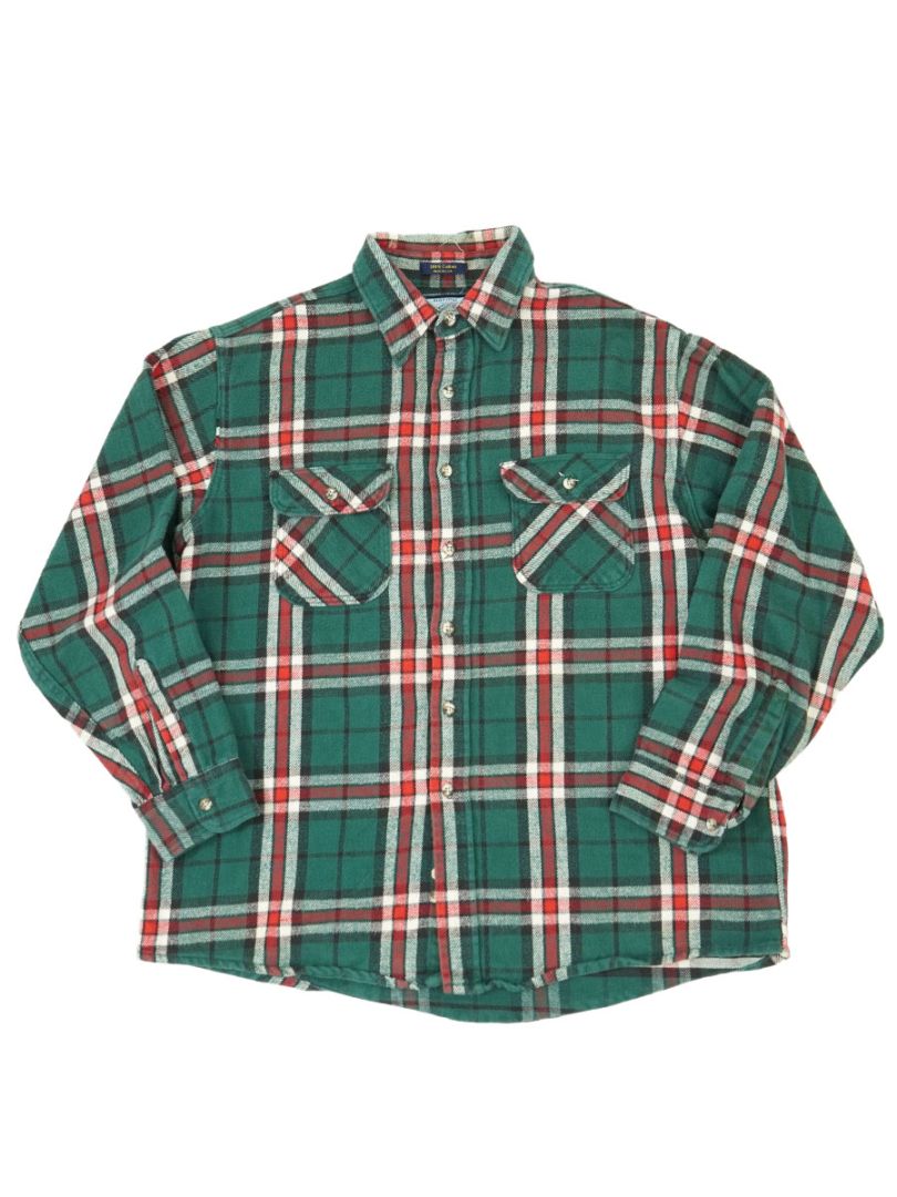 90's Fieldmaster 好配色チェック フランネルシャツ グリーン/レッド 表記(XL) USA製