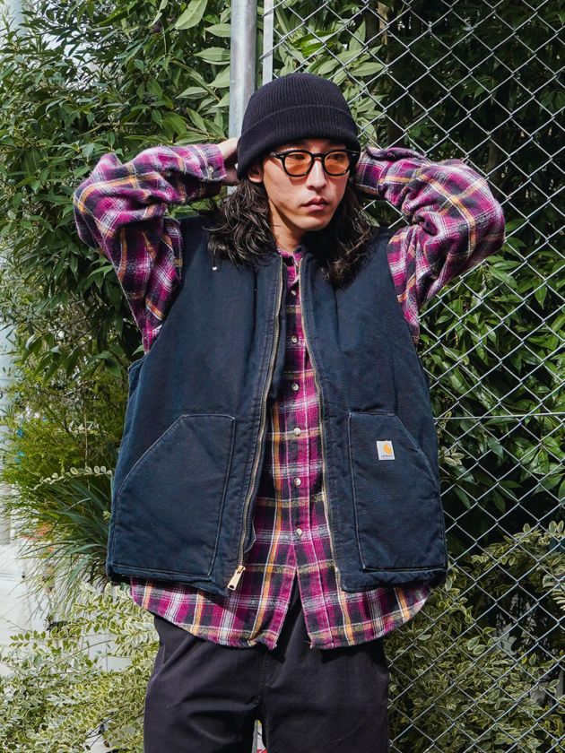 90's FIVEBROTHER パープル×ブラックチェック フランネルシャツ 表記(XL TALLMAN) USA製