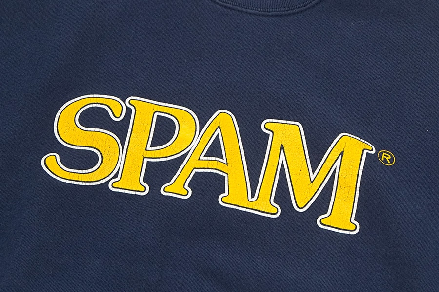 90'S FRUIT OF THE LOOM ''SPAM'' SWEAT SHIRT NAVY (SIZE.XXX LARGE) MADE IN USA