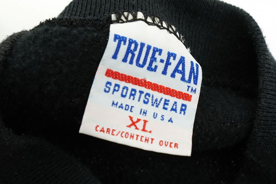 90'S TRUE-FAN ''HARVARD'' MULTI PRINT CREW NECK SWEAT SHIRT BLK (SIZE. X LARGE) MADE IN USA