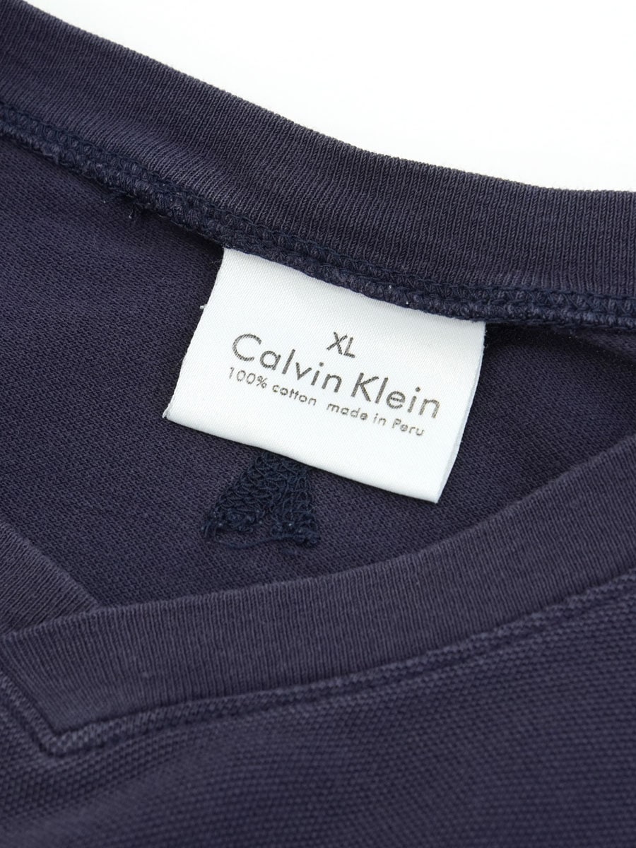 CALVIN KLEIN PLAIN LONG SLEEVE CUTSAW NAVY (SIZE.X LARGE)