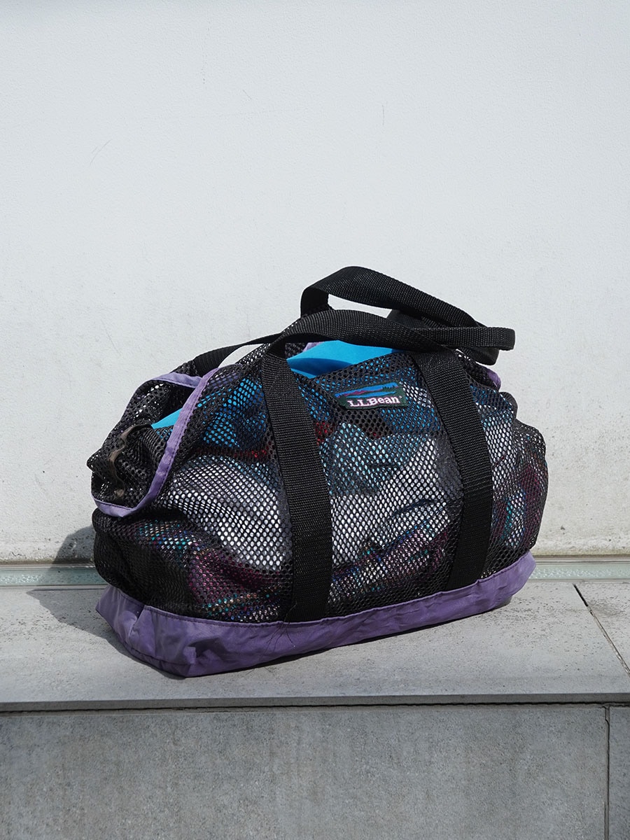 90'S L.L.BEAN MESH TOTE BAG BLACK/PURPLE