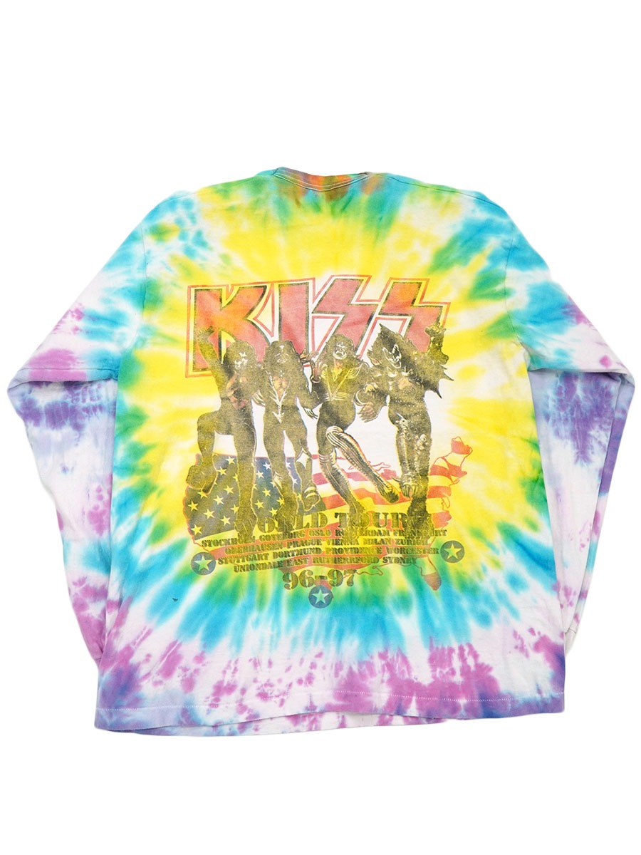 90's FRUIT OF THE LOOM KISS ''96-97 WORLD TOUR'' L/S Tシャツ タイダイ 表記(XXL)