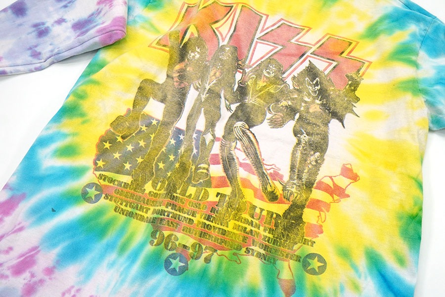 90's FRUIT OF THE LOOM KISS ''96-97 WORLD TOUR'' L/S Tシャツ タイダイ 表記(XXL)