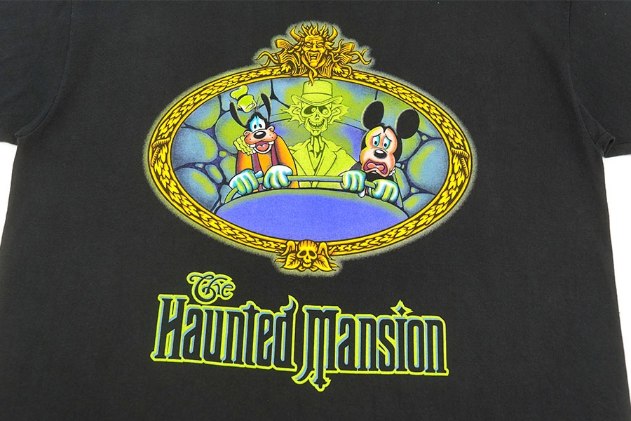 90's～ MICKEY INC. ''HAUNTED MANSION'' 両面プリント Tシャツ ブラック 表記(XL) USA製