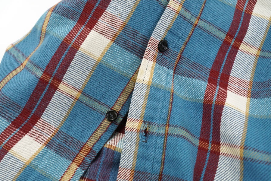 70'S FIVEBROTHER PLAID FLANNEL SHIRT (SIZE. TALLMAN MEDIUM)
