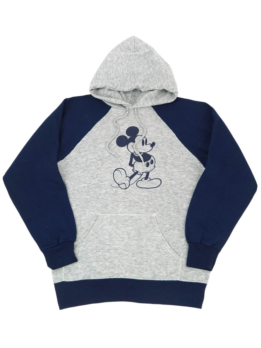 80'S DISNEY CASUALS ''MICKEY'' 2 TONE HOODED SWEAT SHIRT (SIZE.MEDIUM)