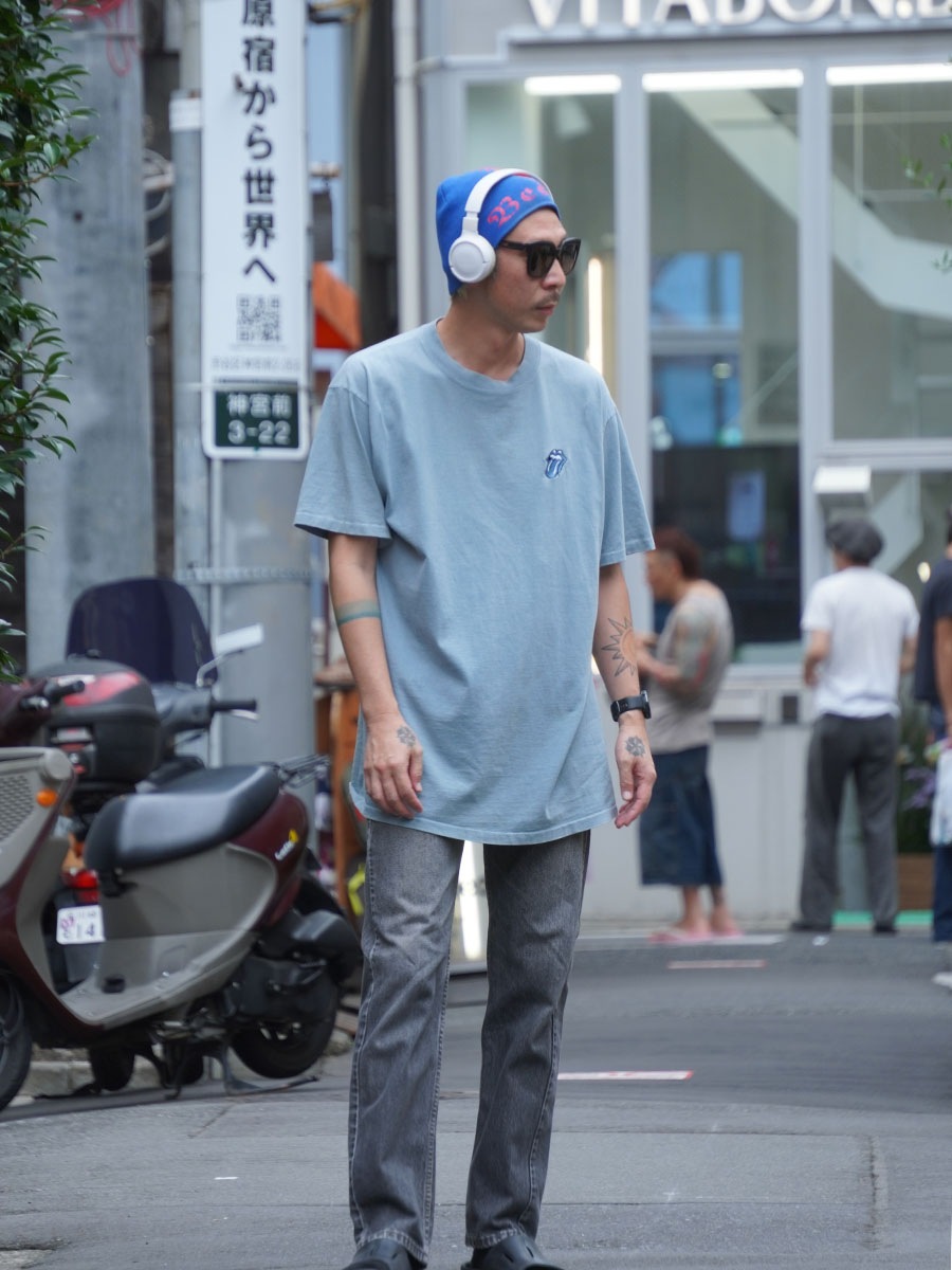 90's COPA BANANA ''THE ROLLING STONES'' 刺繍入り Tシャツ スモークブルー 表記(L) USA製
