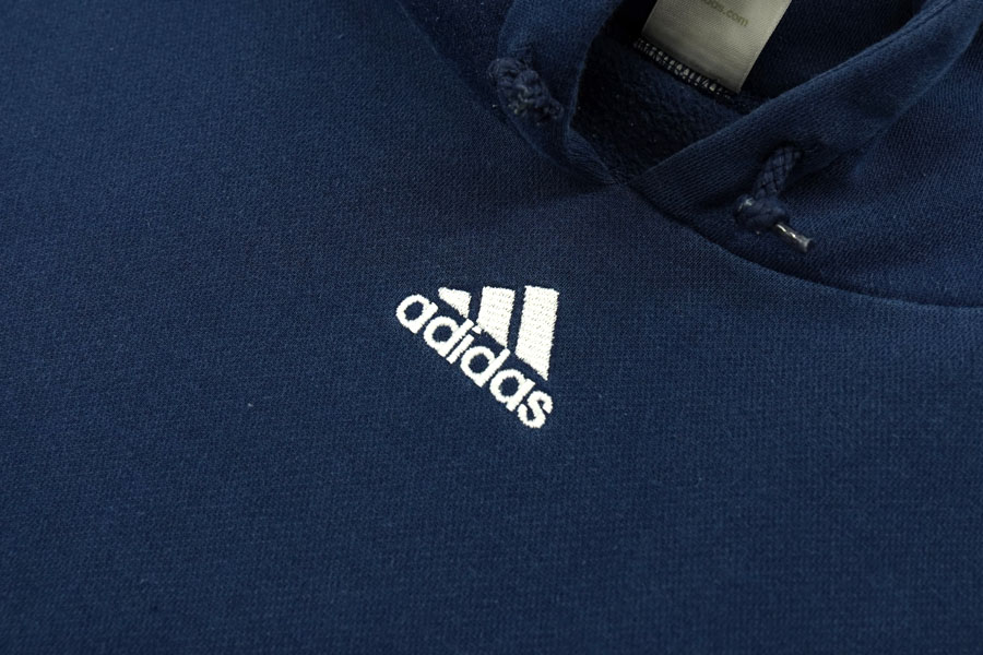 00's adidas センター刺繍ロゴ スウェットパーカー ネイビー 表記(2XL)