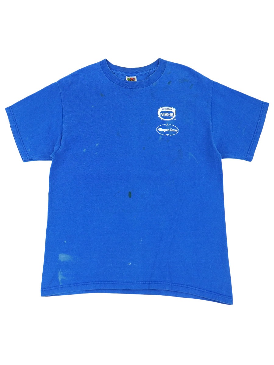 00's FRUIT OF THE LOOM ''Nestle×Haagen-Dazs'' 両面プリントTシャツ ブルー 表記(L)
