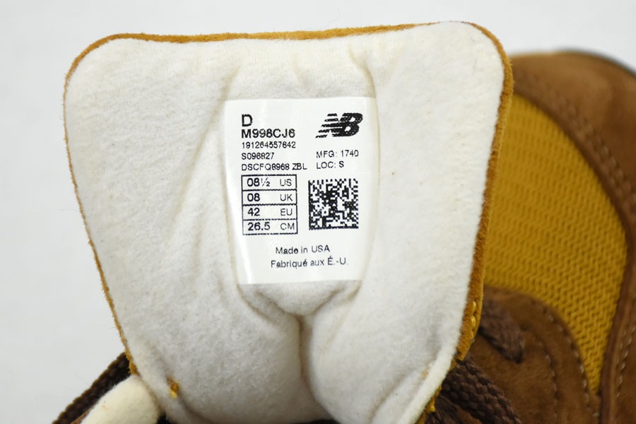 USA製 NEW BALANCE FOR J.CREW M998CJ6 表記(8 1/2 D)　