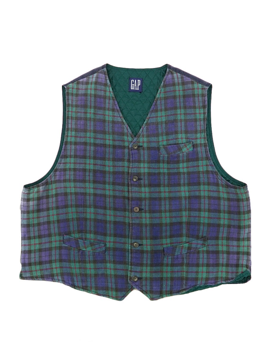 90's OLD GAP 切り替え 裏キルティングベスト 実寸(L位)