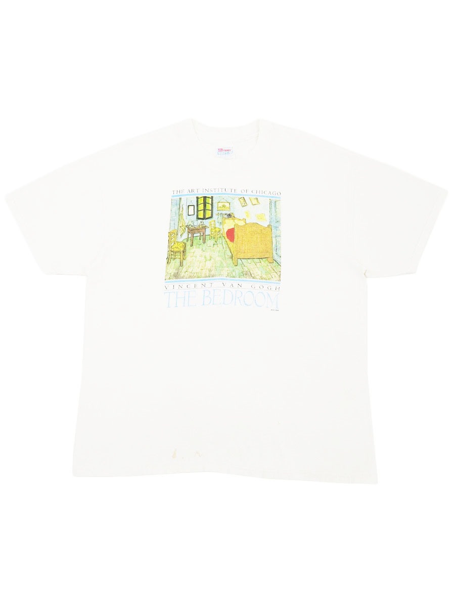 90's HANES フィンセント・ファン・ゴッホ ''THE BEDROOM'' Tシャツ 白 表記(XL)
