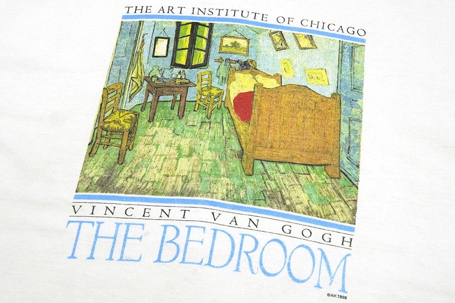 90's HANES フィンセント・ファン・ゴッホ ''THE BEDROOM'' Tシャツ 白 表記(XL)