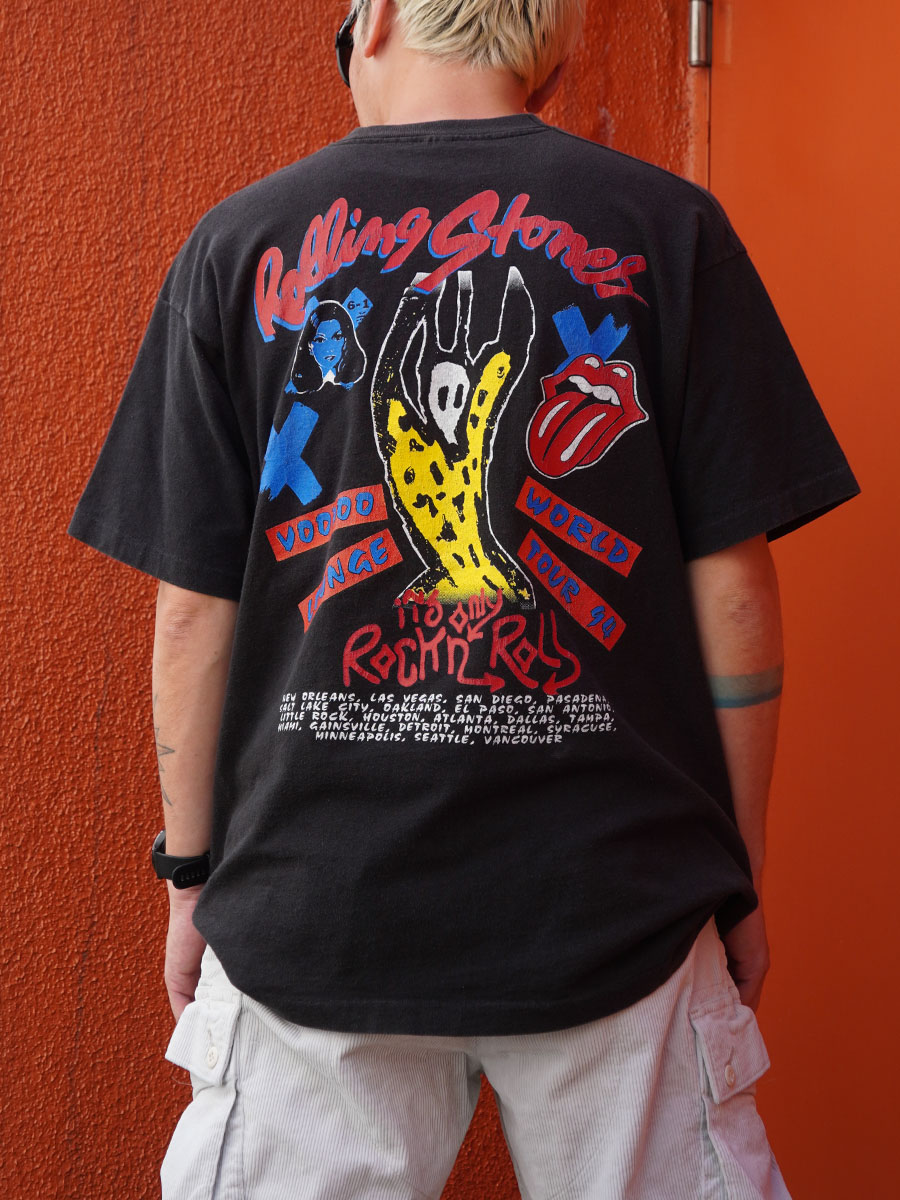90's FRUIT OF THE LOOM ローリング・ストーンズ ''VOODOO LOUNGE WORLD TOUR 94'' 両面プリント Tシャツ ブラック 表記(XL)