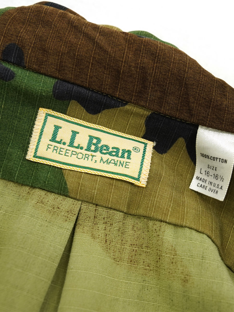 90'S L.L.BEAN CAMOUFLAGE SHOOTING SHIRT (SIZE.LARGE) MADE IN USA