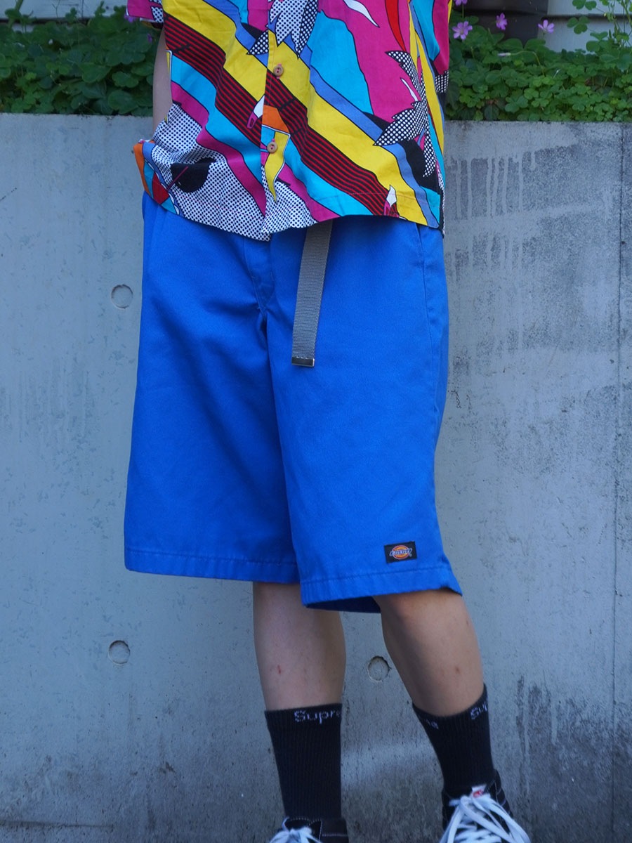 00'S～ DICKIES WORK SHORTS BLUE (APPROX.W32.5)