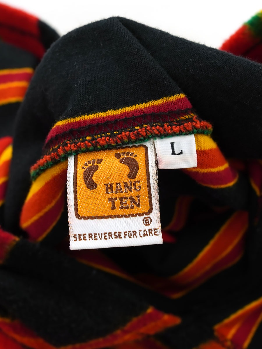 80's HANG TEN エスニックボーダー フリースパーカー 表記(L) USA製