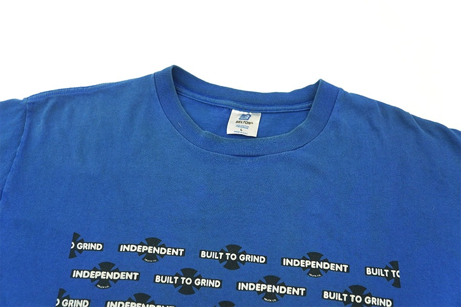 90'S BELTON INDEPENDENT ''BUILT TO GRIND'' T SHIRT BLUE (SIZE.LARGE) MADE IN USA
