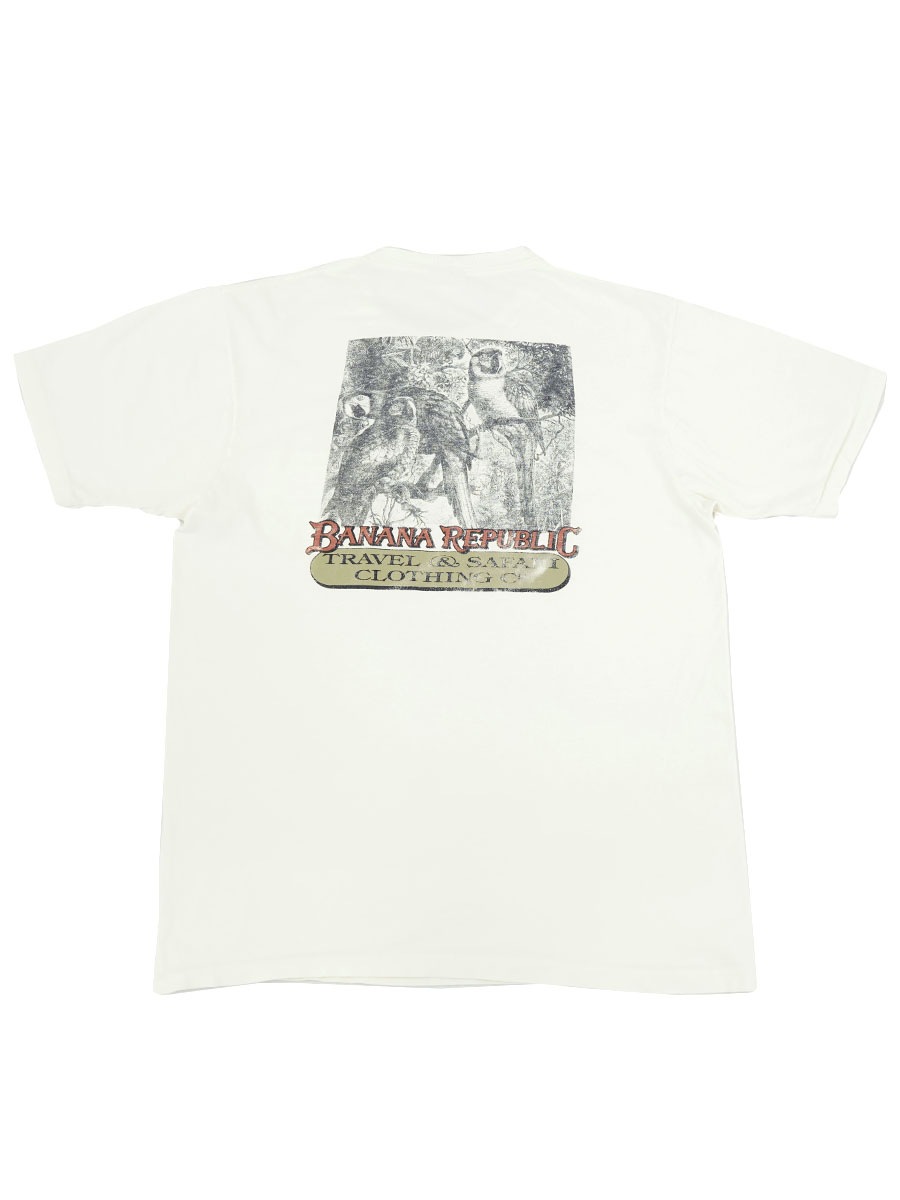 USA製 古着 80's バナナリパブリック アニマル ポケット Tシャツ 80年代 80s バナナリパブリック アニマル 動物 サファリ 白