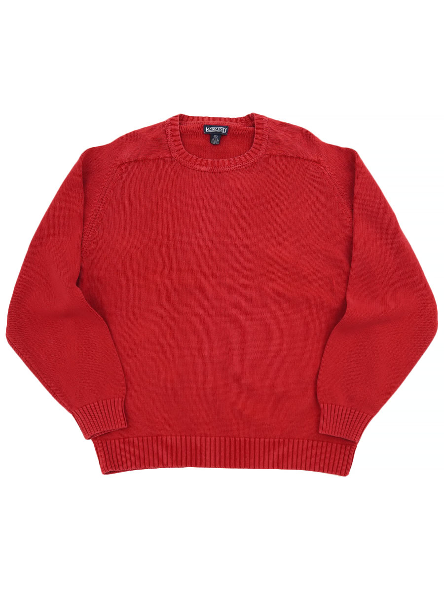 90'S LAND'S END 100% COTTON DRIFTER SWEATER RED (SIZE. LARGE TALL) MADE IN USA