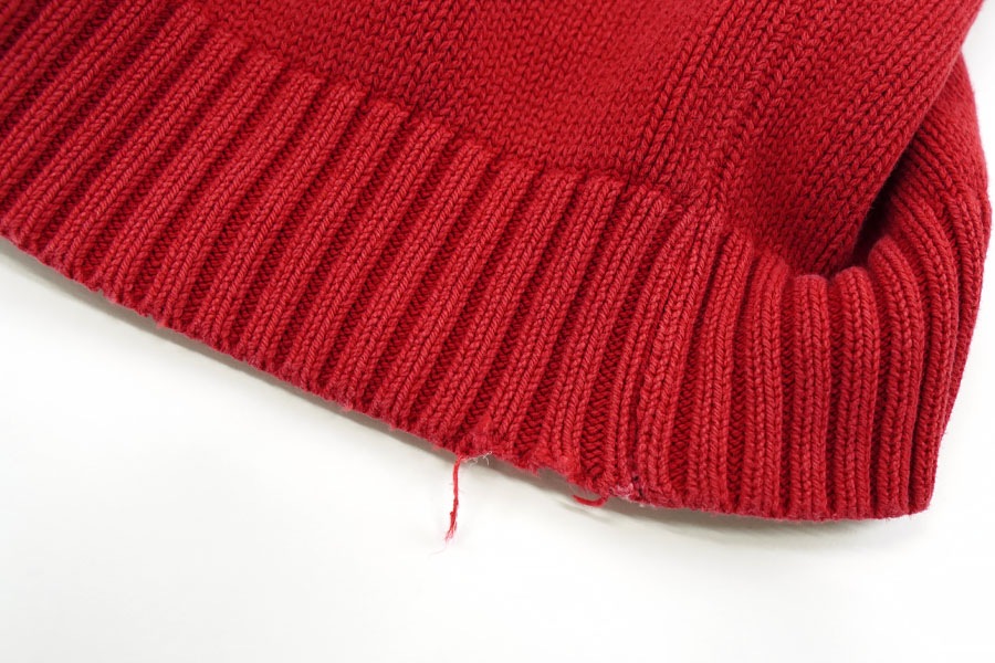 90'S LAND'S END 100% COTTON DRIFTER SWEATER RED (SIZE. LARGE TALL) MADE IN USA