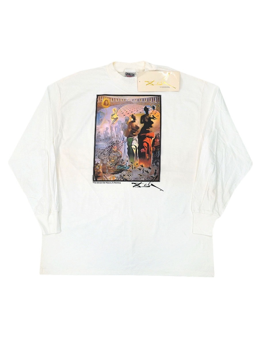 90's ONEITA SALVADOR DALI ''THE HALLUCINOGENIC TOREADOR'' アート L/S Tシャツ 白 表記(XXL) NOS