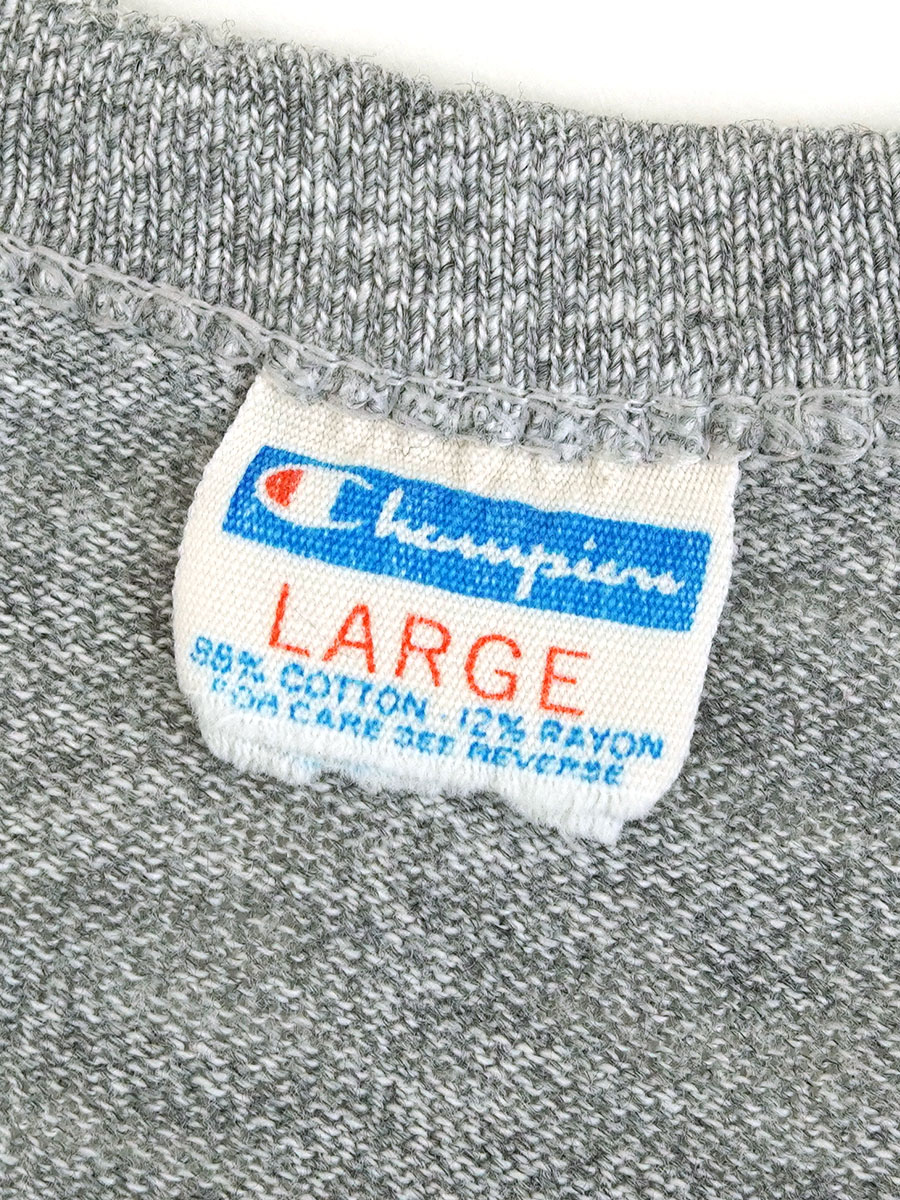 70's バータグ チャンピオンTシャツ 無地霜降りグレー 表記(L)