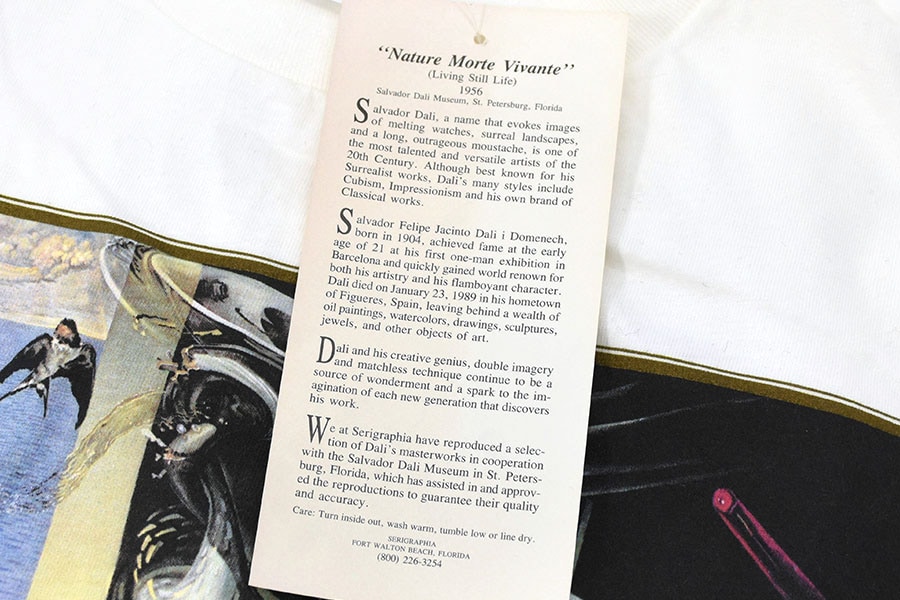 90's HANES SALVADOR DALI ''NATURE MORTE VIVANTE'' アートTシャツ 白 表記(L) NOS